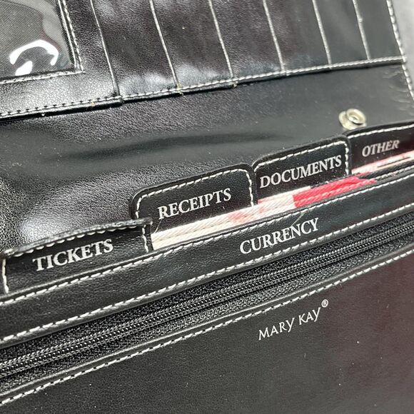 Mary Kay Consultant Travel Wallet Organizer Black Floral 3 pc Crossbody Passport - Picture 5 of 16